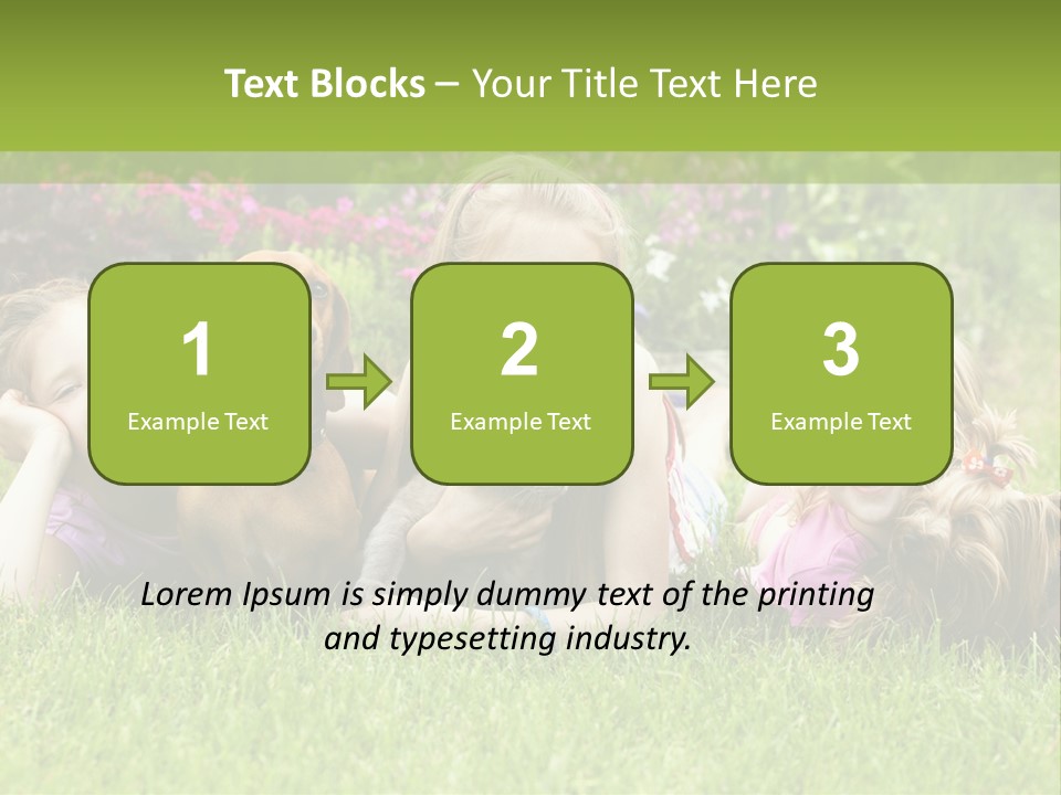 A Group Of Children Laying In The Grass With A Dog PowerPoint Template