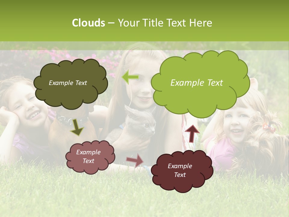 A Group Of Children Laying In The Grass With A Dog PowerPoint Template