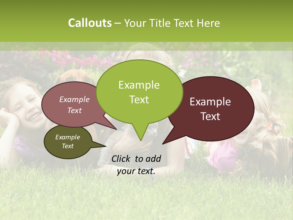 A Group Of Children Laying In The Grass With A Dog PowerPoint Template