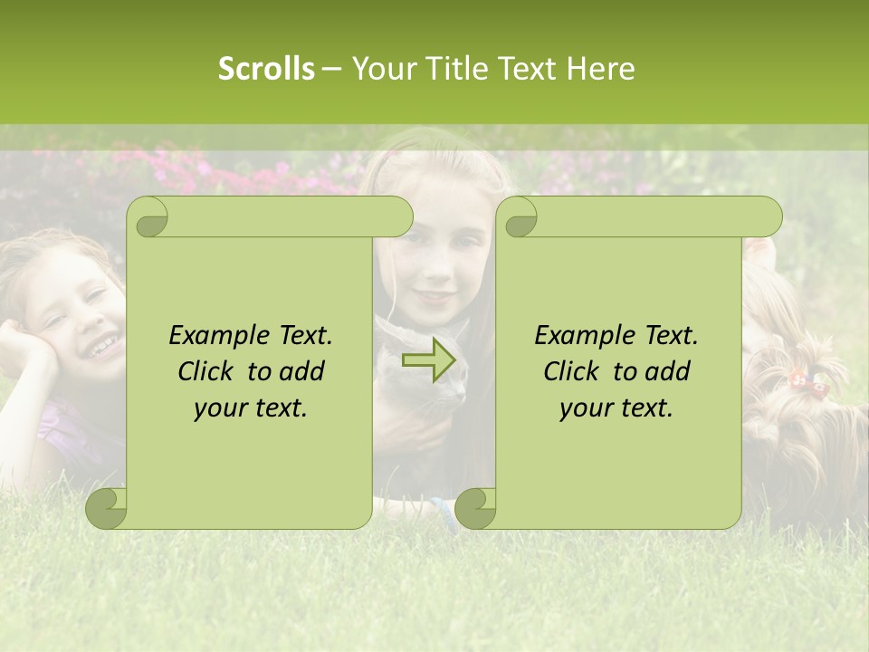 A Group Of Children Laying In The Grass With A Dog PowerPoint Template