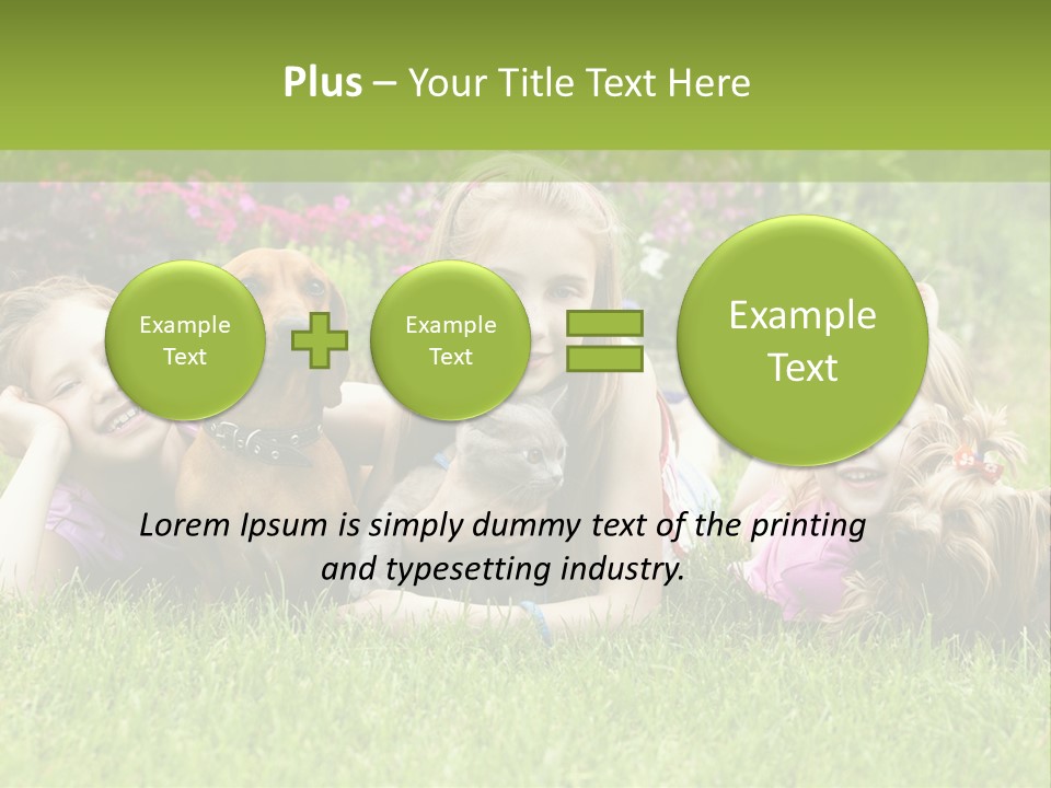 A Group Of Children Laying In The Grass With A Dog PowerPoint Template