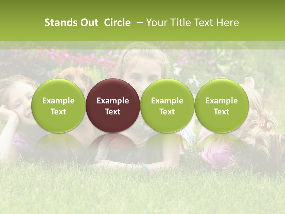 A Group Of Children Laying In The Grass With A Dog PowerPoint Template