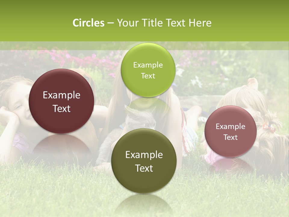 A Group Of Children Laying In The Grass With A Dog PowerPoint Template