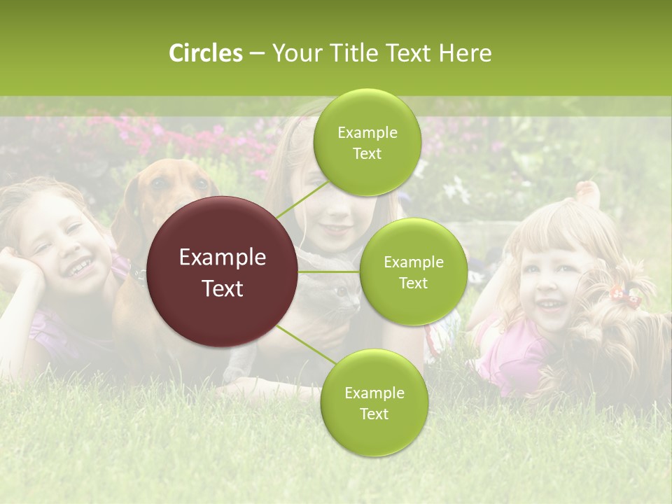 A Group Of Children Laying In The Grass With A Dog PowerPoint Template