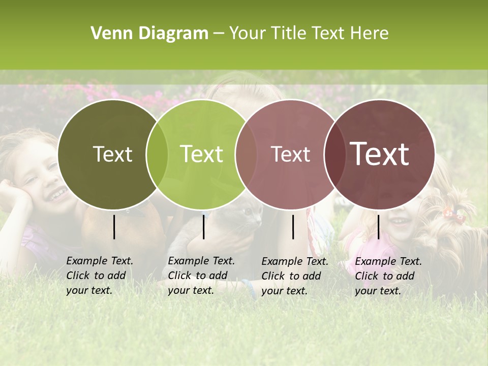 A Group Of Children Laying In The Grass With A Dog PowerPoint Template