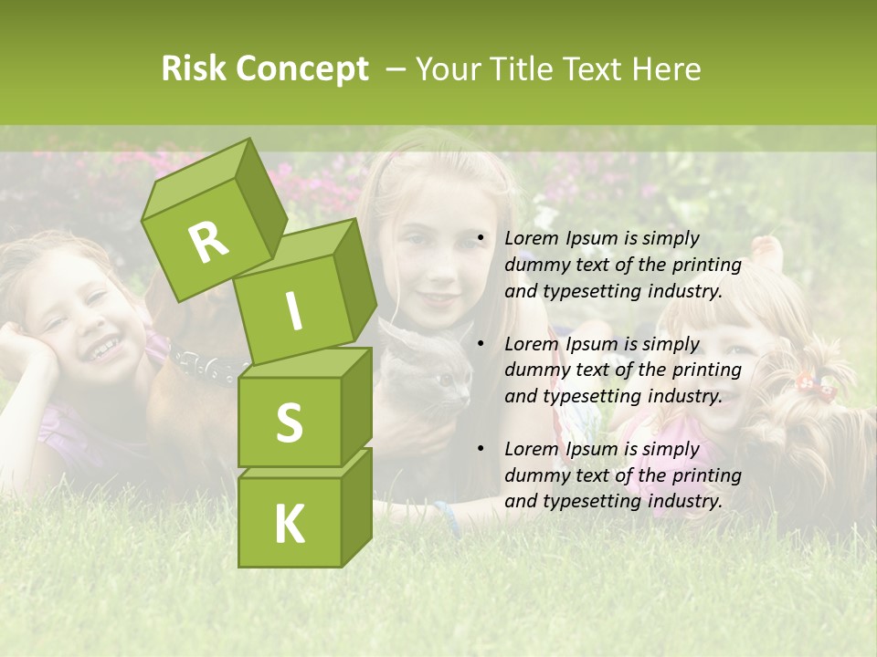 A Group Of Children Laying In The Grass With A Dog PowerPoint Template