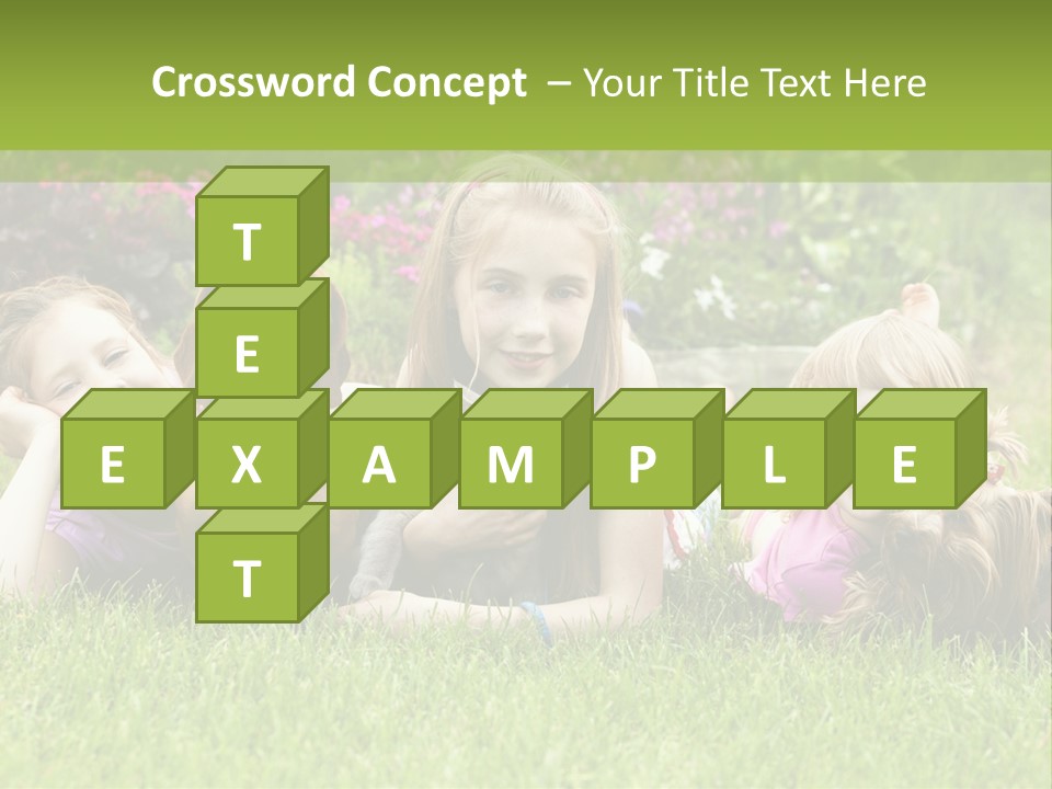 A Group Of Children Laying In The Grass With A Dog PowerPoint Template