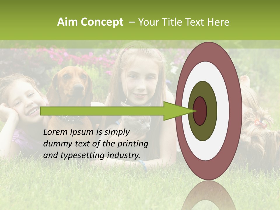 A Group Of Children Laying In The Grass With A Dog PowerPoint Template