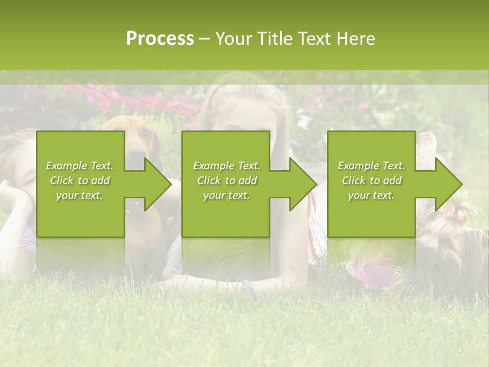 A Group Of Children Laying In The Grass With A Dog PowerPoint Template