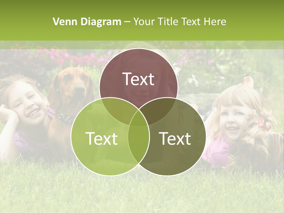 A Group Of Children Laying In The Grass With A Dog PowerPoint Template