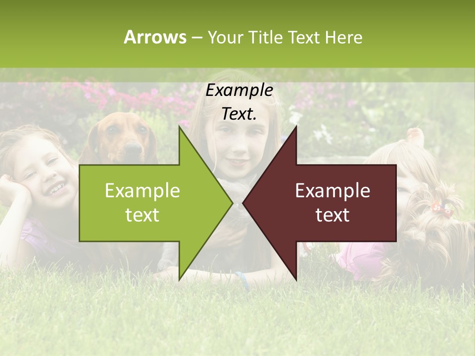 A Group Of Children Laying In The Grass With A Dog PowerPoint Template