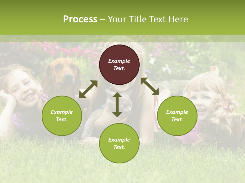 A Group Of Children Laying In The Grass With A Dog PowerPoint Template