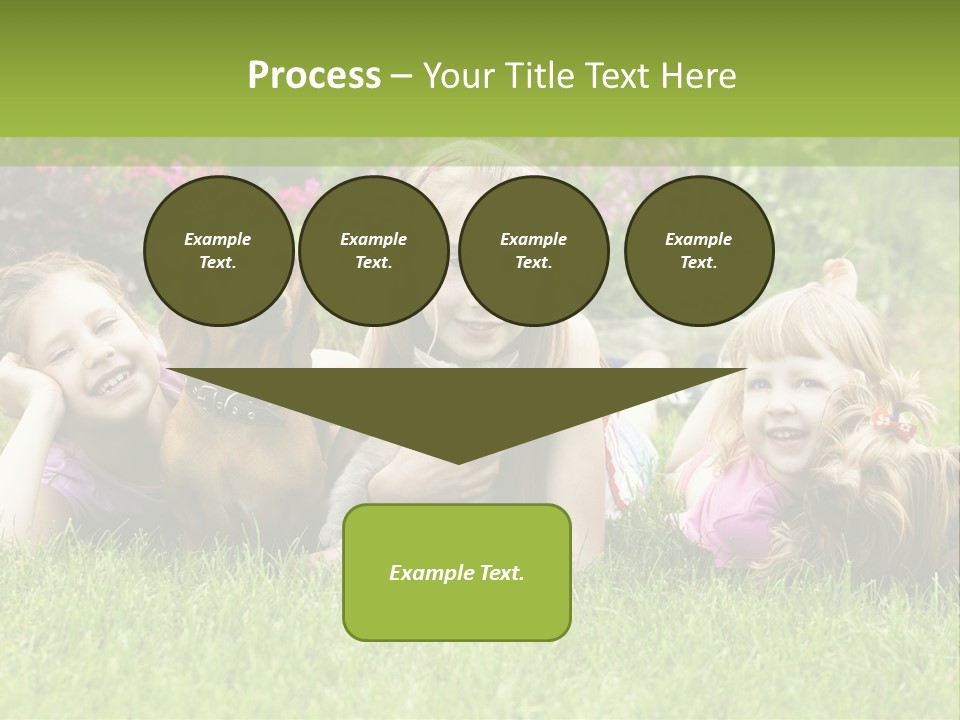 A Group Of Children Laying In The Grass With A Dog PowerPoint Template