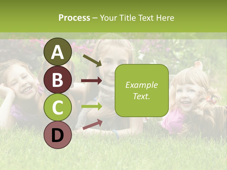 A Group Of Children Laying In The Grass With A Dog PowerPoint Template