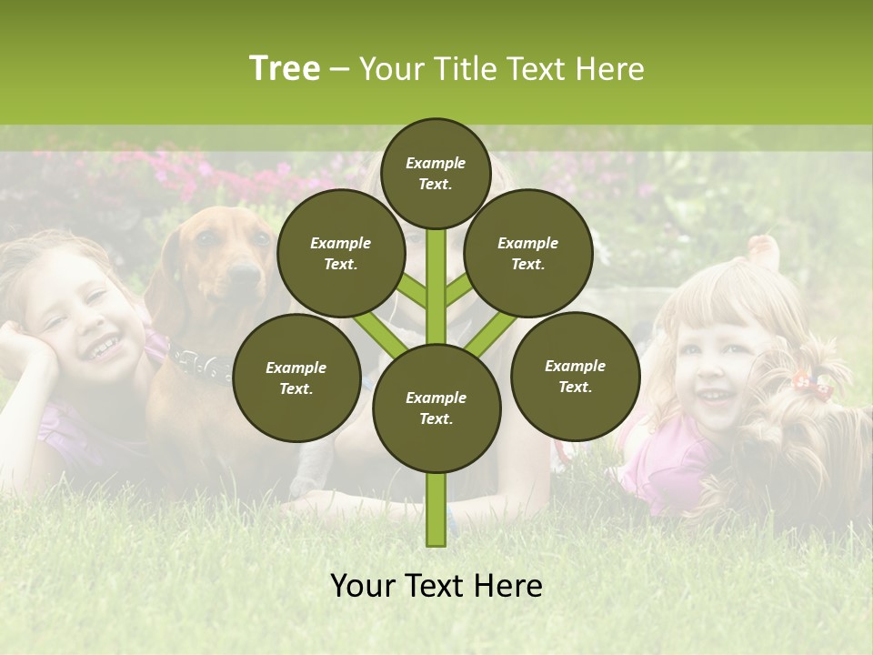 A Group Of Children Laying In The Grass With A Dog PowerPoint Template