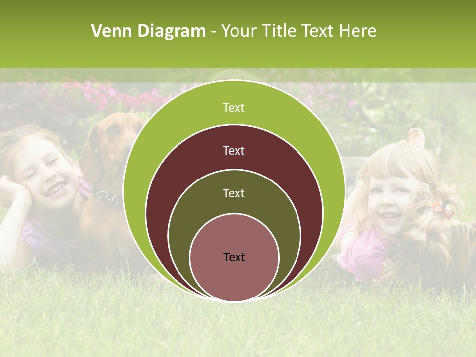 A Group Of Children Laying In The Grass With A Dog PowerPoint Template