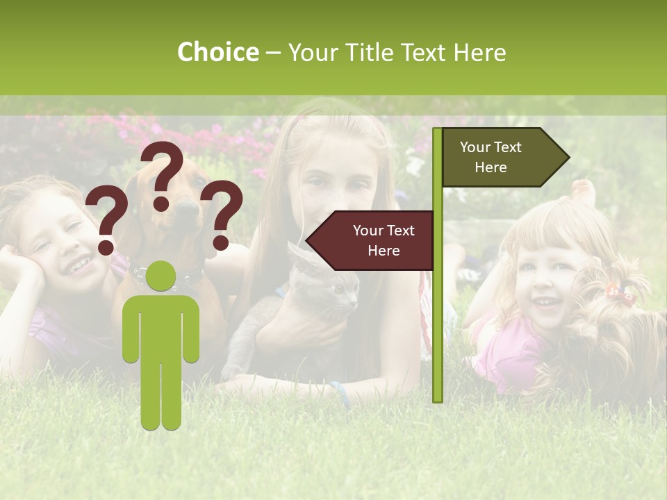 A Group Of Children Laying In The Grass With A Dog PowerPoint Template