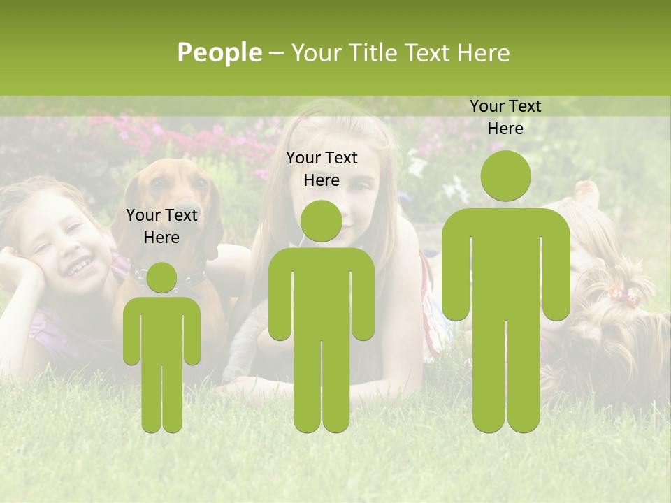 A Group Of Children Laying In The Grass With A Dog PowerPoint Template