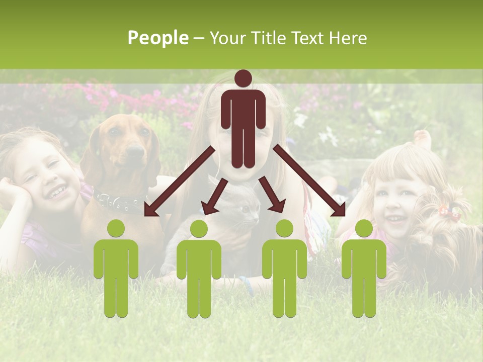 A Group Of Children Laying In The Grass With A Dog PowerPoint Template