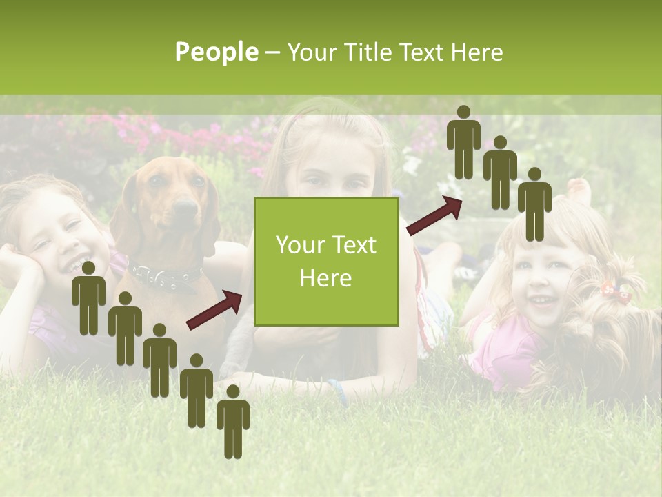 A Group Of Children Laying In The Grass With A Dog PowerPoint Template