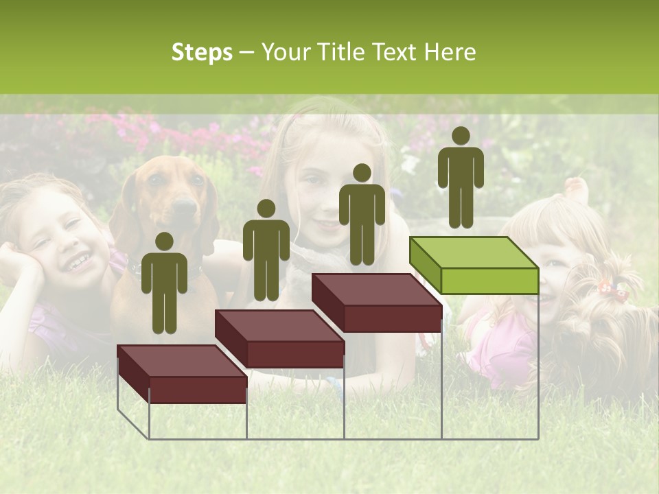 A Group Of Children Laying In The Grass With A Dog PowerPoint Template