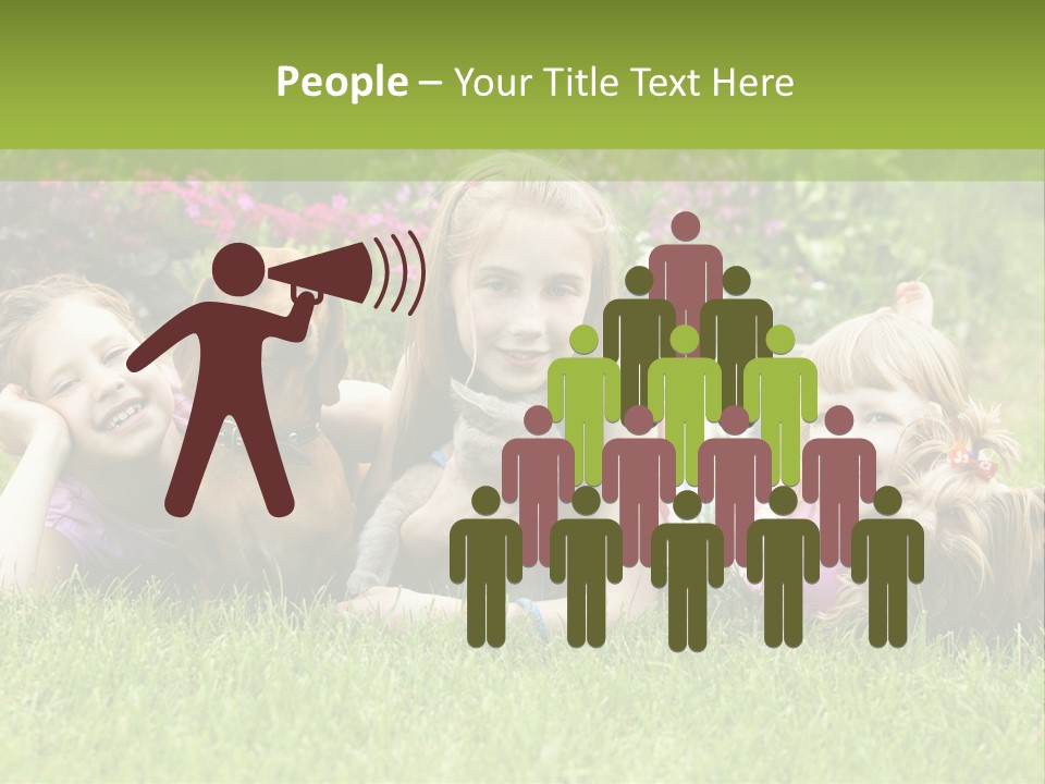 A Group Of Children Laying In The Grass With A Dog PowerPoint Template