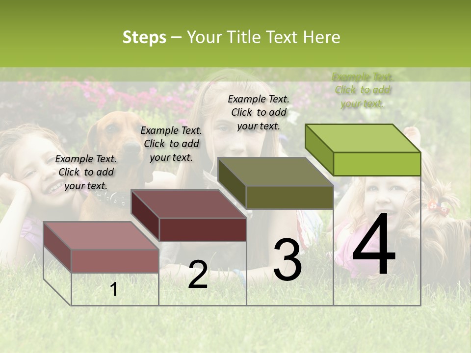 A Group Of Children Laying In The Grass With A Dog PowerPoint Template