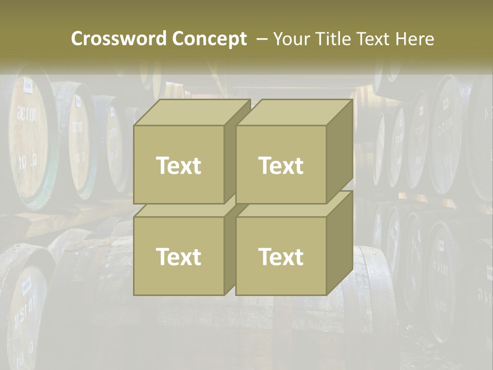 A Large Room Filled With Lots Of Wooden Barrels PowerPoint Template