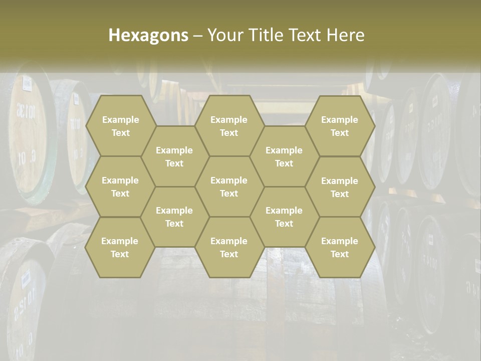 A Large Room Filled With Lots Of Wooden Barrels PowerPoint Template