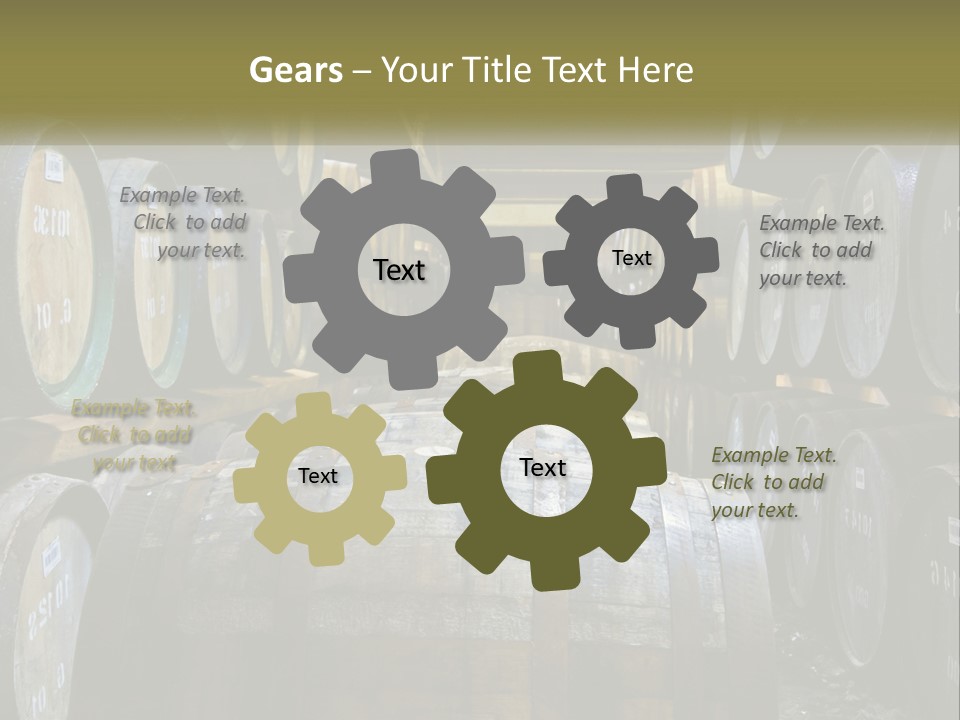 A Large Room Filled With Lots Of Wooden Barrels PowerPoint Template