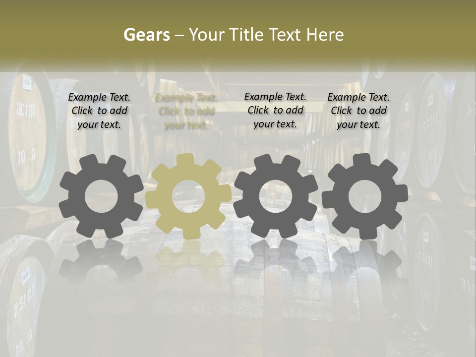 A Large Room Filled With Lots Of Wooden Barrels PowerPoint Template