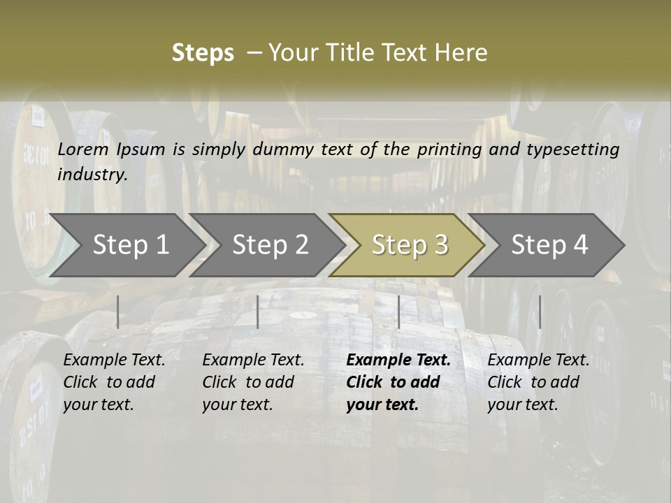 A Large Room Filled With Lots Of Wooden Barrels PowerPoint Template