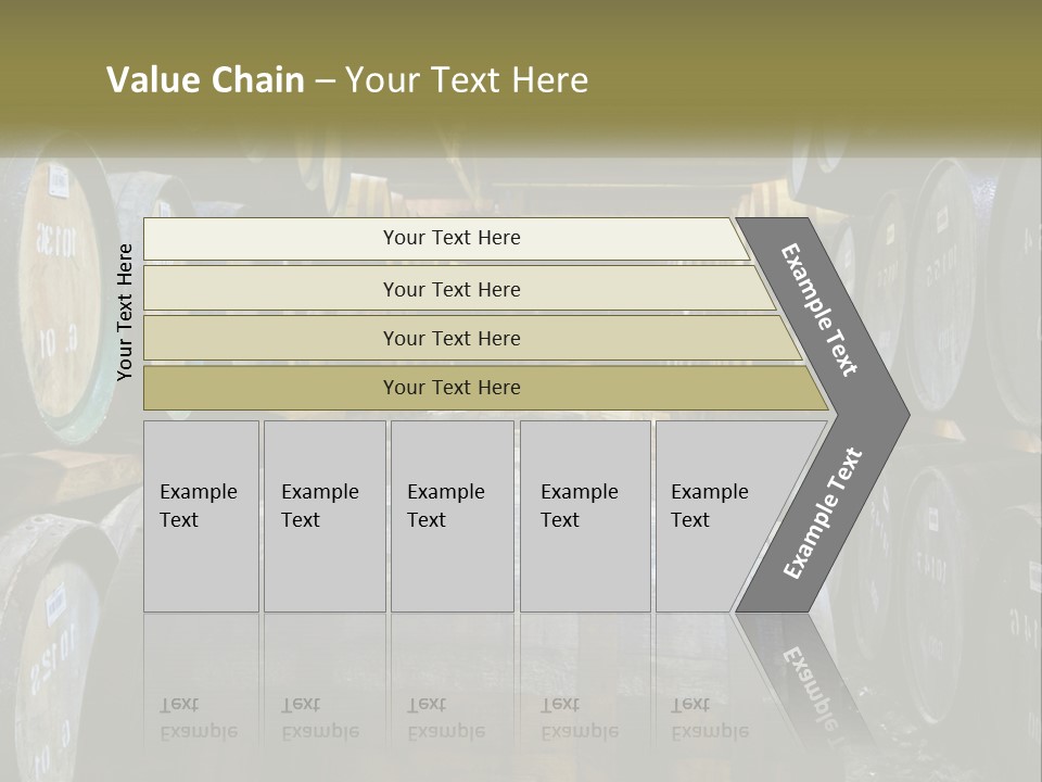 A Large Room Filled With Lots Of Wooden Barrels PowerPoint Template