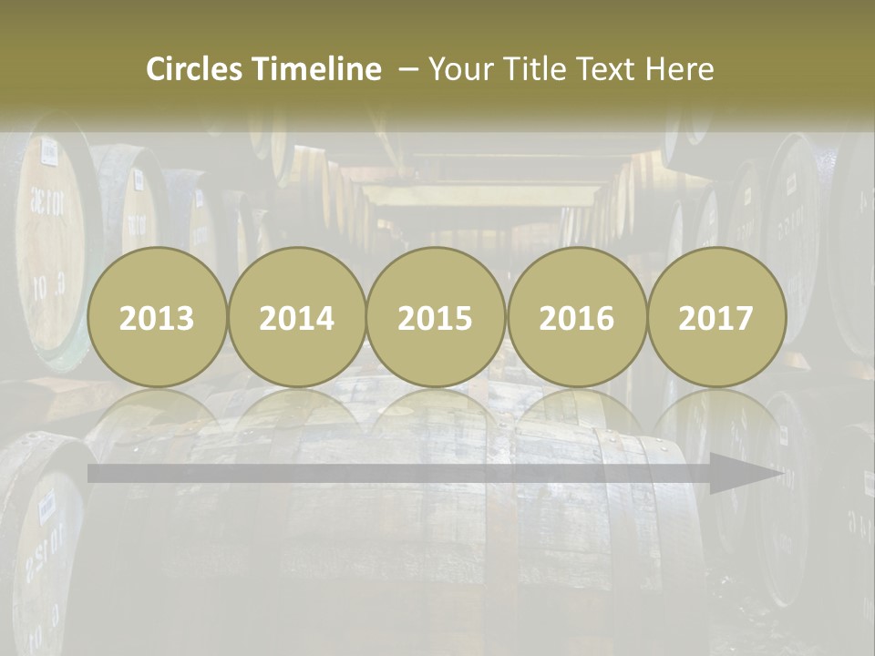 A Large Room Filled With Lots Of Wooden Barrels PowerPoint Template