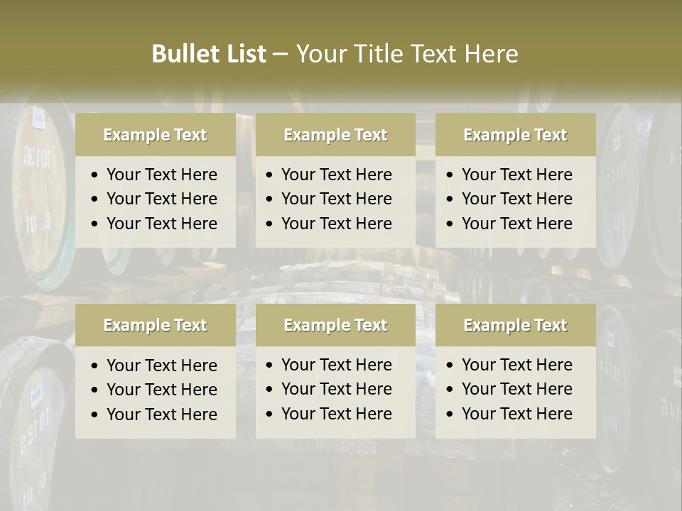 A Large Room Filled With Lots Of Wooden Barrels PowerPoint Template