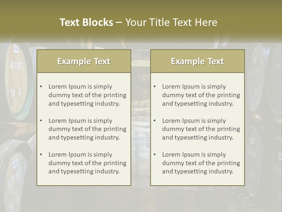 A Large Room Filled With Lots Of Wooden Barrels PowerPoint Template