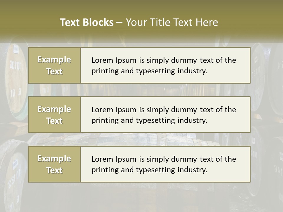 A Large Room Filled With Lots Of Wooden Barrels PowerPoint Template