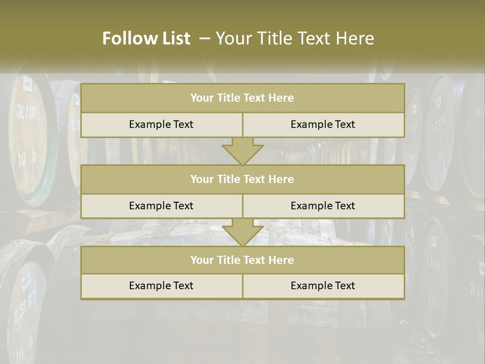 A Large Room Filled With Lots Of Wooden Barrels PowerPoint Template