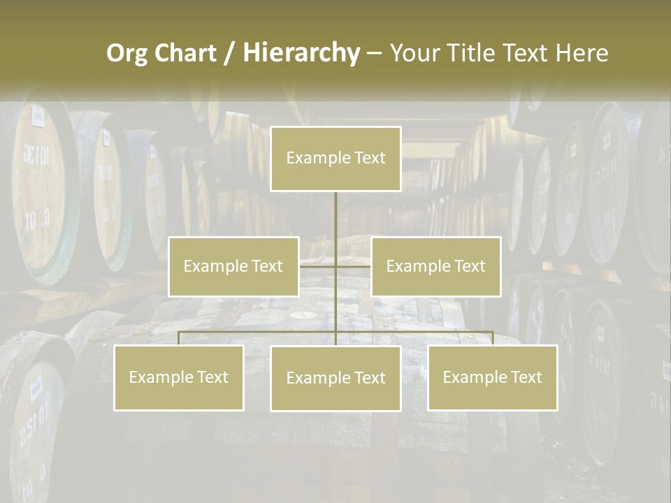 A Large Room Filled With Lots Of Wooden Barrels PowerPoint Template