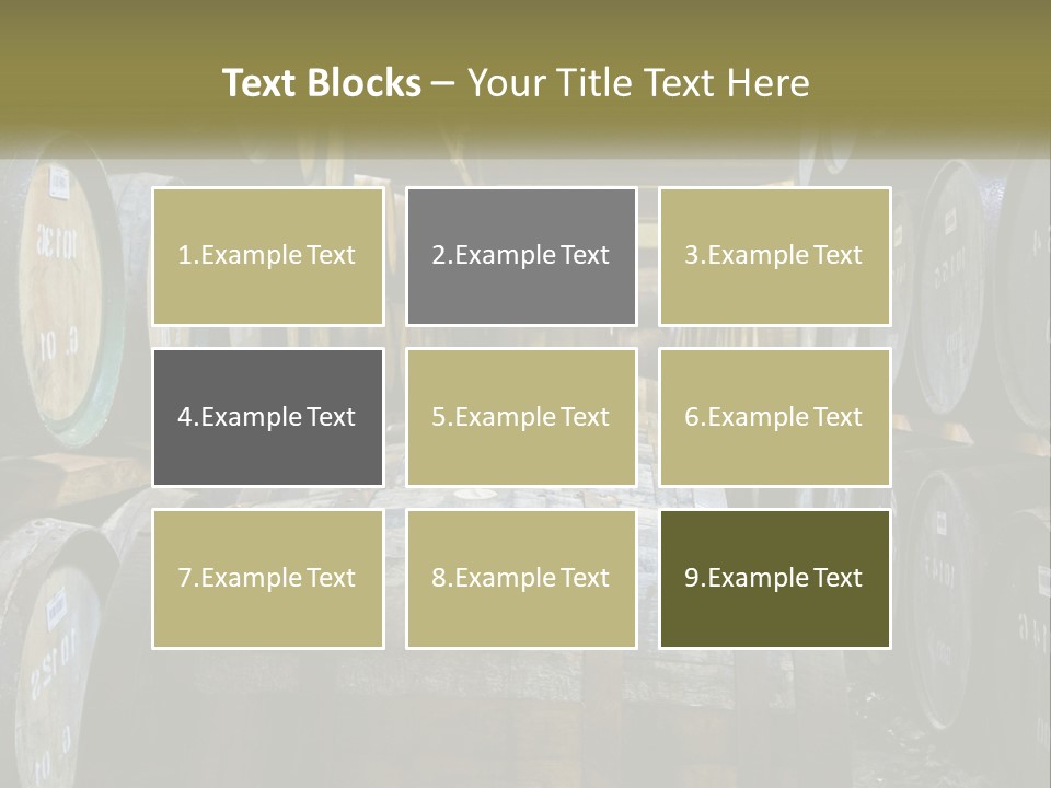 A Large Room Filled With Lots Of Wooden Barrels PowerPoint Template