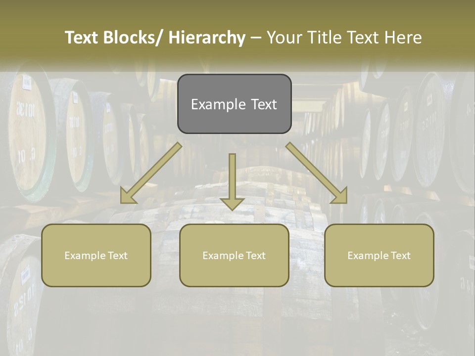 A Large Room Filled With Lots Of Wooden Barrels PowerPoint Template