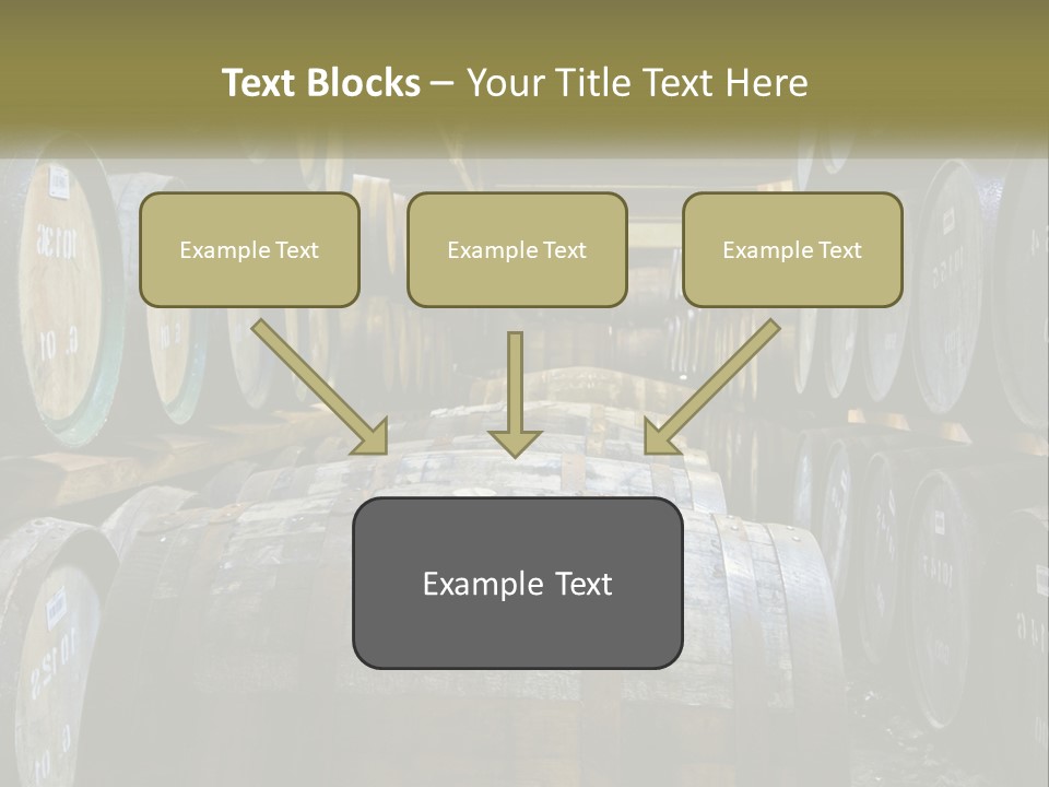 A Large Room Filled With Lots Of Wooden Barrels PowerPoint Template