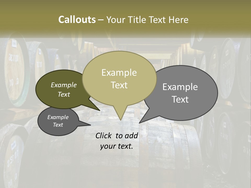 A Large Room Filled With Lots Of Wooden Barrels PowerPoint Template
