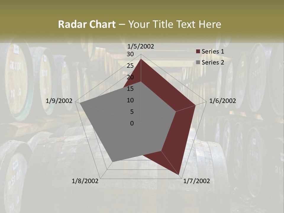 A Large Room Filled With Lots Of Wooden Barrels PowerPoint Template