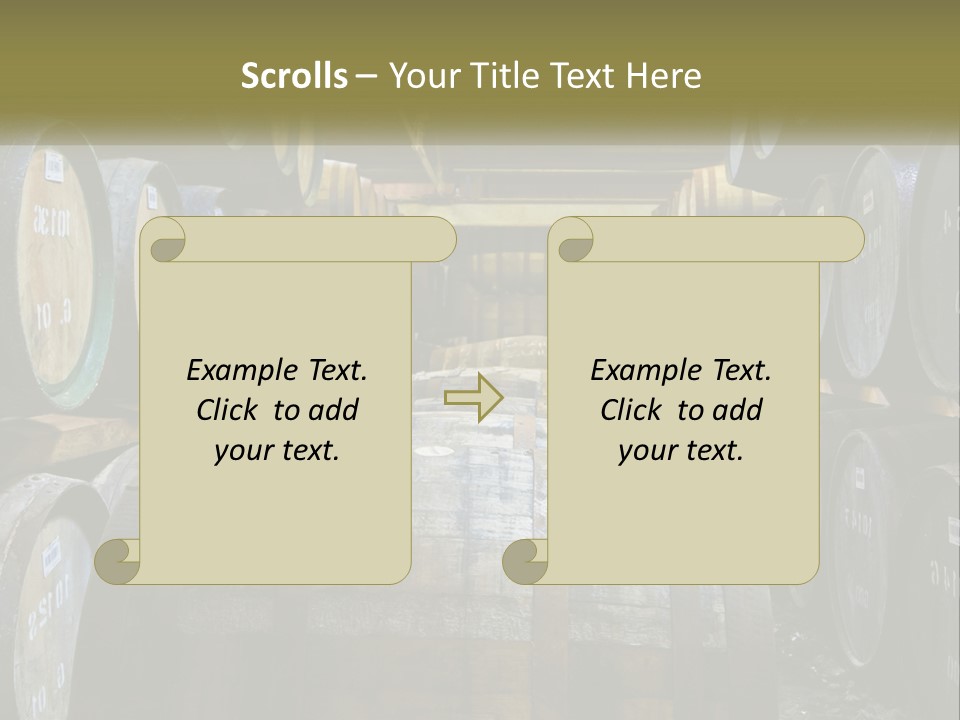 A Large Room Filled With Lots Of Wooden Barrels PowerPoint Template