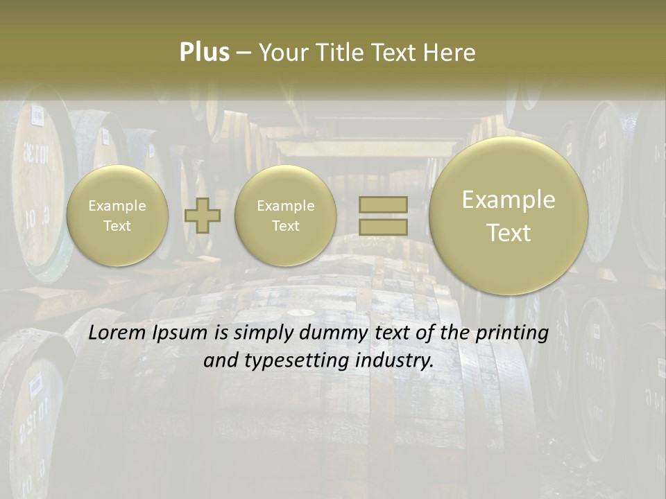 A Large Room Filled With Lots Of Wooden Barrels PowerPoint Template
