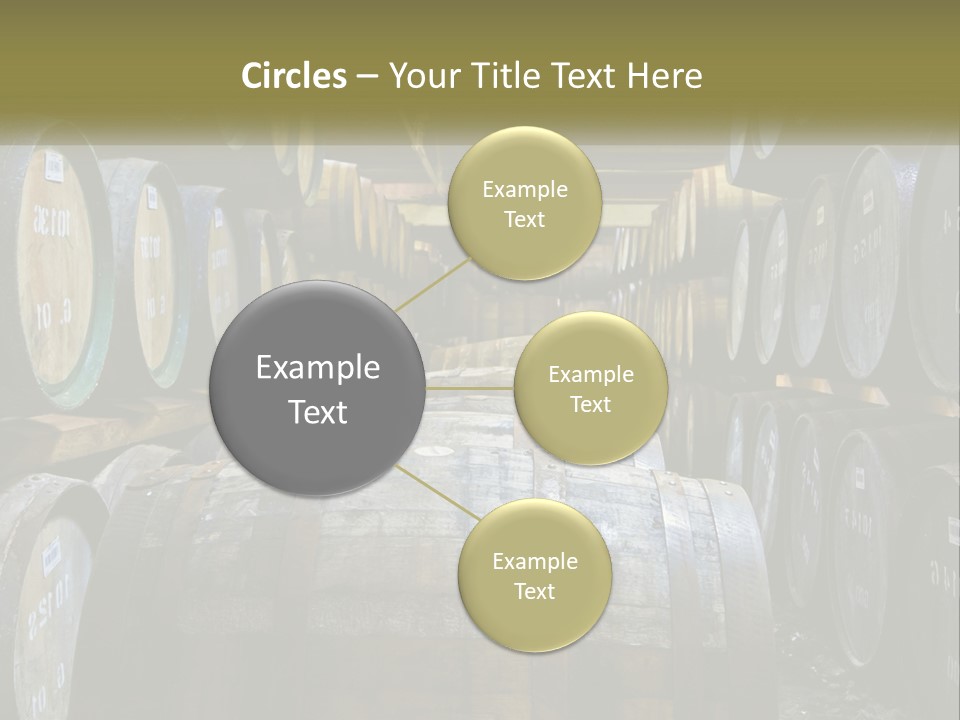 A Large Room Filled With Lots Of Wooden Barrels PowerPoint Template