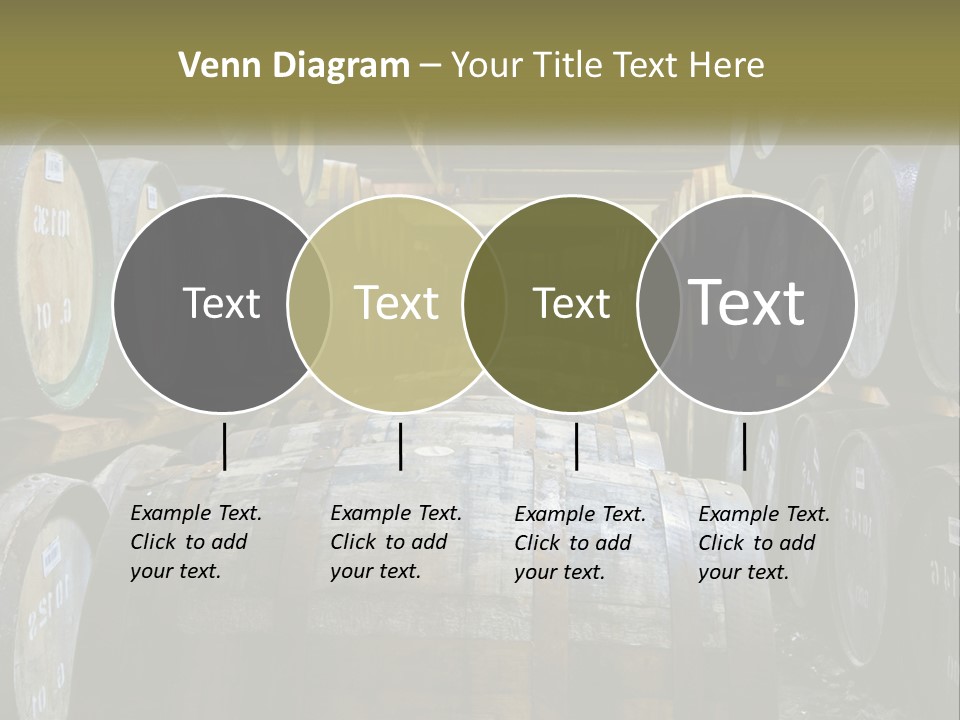 A Large Room Filled With Lots Of Wooden Barrels PowerPoint Template
