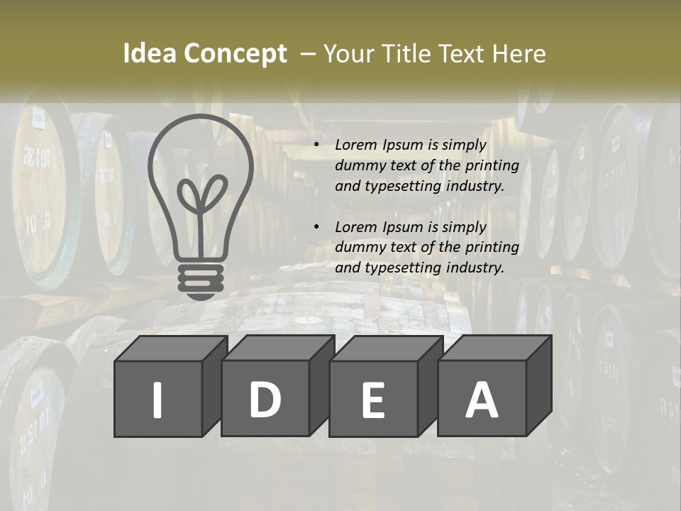 A Large Room Filled With Lots Of Wooden Barrels PowerPoint Template