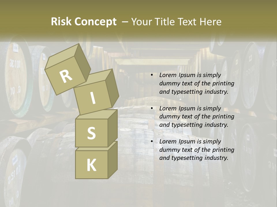 A Large Room Filled With Lots Of Wooden Barrels PowerPoint Template